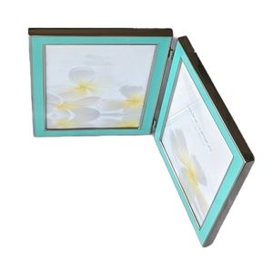 5x7 Double Photo Frame Vertical Hinged Folding Picture Turquoise Teal Silver
